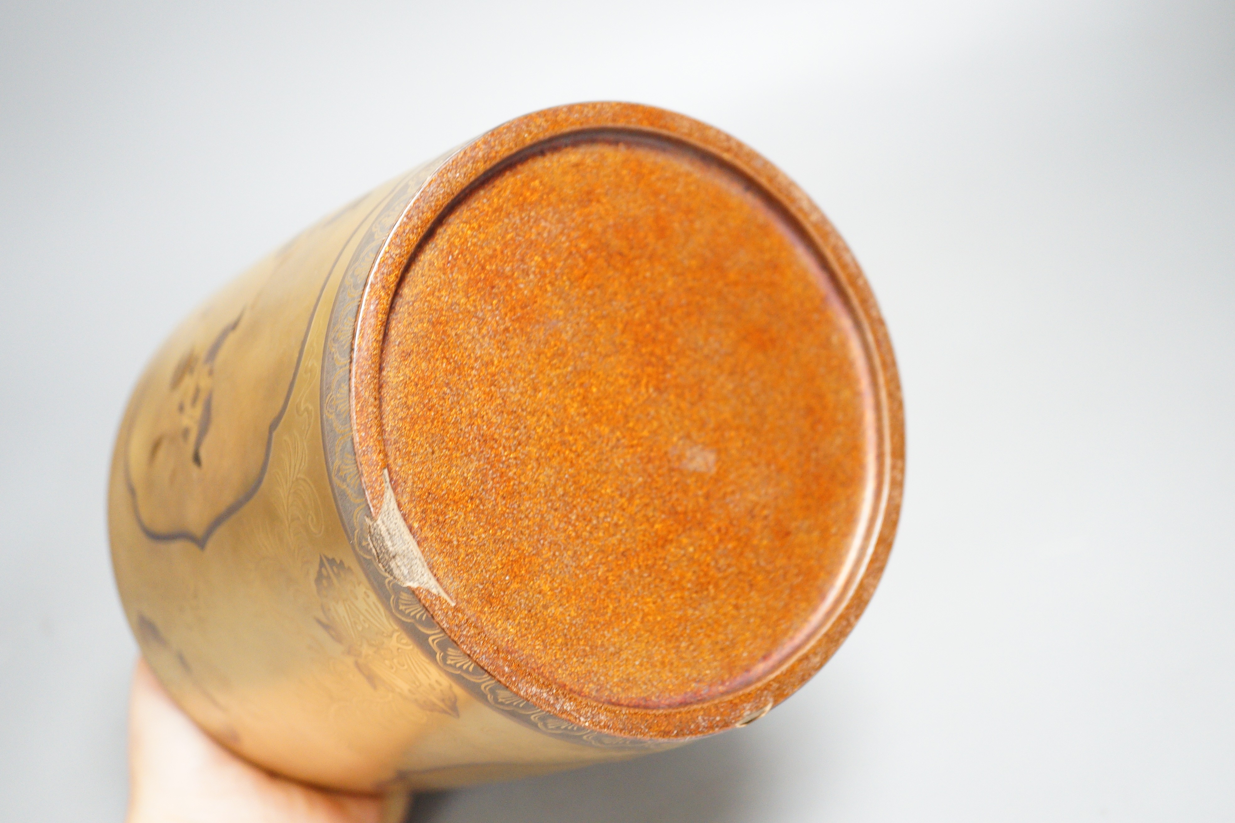 A Japanese Meiji period maki-e lacquer sake flask and stopper (tokkuri), 24cm tall